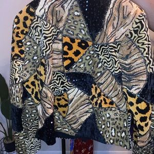 Anage 1980's Ladies Zebra Leopard Print Waist Length